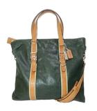 コーチ COACH 2way レザートート バッグ ショルダーバッグ 70151 鞄 B4収納 チャーム グリーン キャメル /X