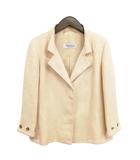 マックスマーラ MAX MARA 白タグ リネン ジャケット テーラード ブレザー ゴールド金具 美品 44 ライトベージュ