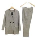 スピック&スパン ノーブル Spick&Span Noble ネップ ツイード パンツ スーツ セットアップ ノーカラー ジャケット 36 グレー