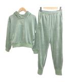 ナイキ NIKE ガールズ NSW コージー セットアップ プルオーバー フーディ パンツ ベロア 長袖 ロゴ 子供服 女の子 M L 145～150cm相当 グリーン /X