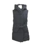 ギャップ GAP 24AW HOODED DUVET P フーディー パデットベスト プリマロフト ロング ウエストリボン ナイロン XS 黒 ブラック /X