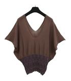 イッセイミヤケ ISSEY MIYAKE IM13KN514 プリーツ加工 Vネック ニット カットソー ドルマンスリーブ 2 ダークブラウン系