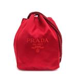 プラダ PRADA サテン ロゴ刺繍 巾着 ショルダーバッグ
