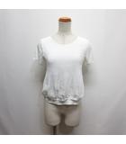 半袖 カットソー Tシャツ 1 白 ホワイト 異素材切替え 前身プリーツシフォン