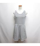 オリーブデオリーブ OLIVE des OLIVE ボーダー柄 ノースリーブ ワンピース 白×ネイビー 後ろレースアップ