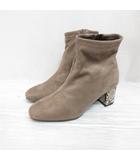 ブリジットバーキン Bridget Birkin スエード調 ショート ブーツ S 約22.5cm 茶 ブラウン 靴 シューズ チャンキーヒール サイドファスナー
