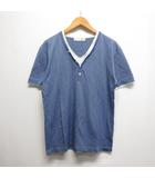 escape レイヤード風 半袖 Tシャツ カットソー 3 ブルー×白