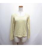 ヒロココシノ HIROKO KOSHINO 長袖 コットン ニット カットソー 薄手 38 黄 イエロー