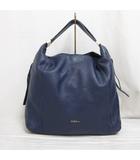 フルラ FURLA エリザベス レザー トート バッグ 紺 ネイビー 本革 裏地付き