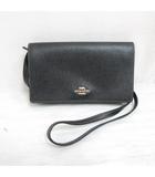 コーチ COACH CX592 アンナ フォルドオーバー クラッチ クロスボディ バッグ 2WAY ショルダー レザー 黒 ブラック フラップ ホック開閉 財布