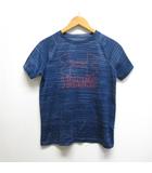 子供用 スポーツウェア 半袖 Tシャツ YXL ネイビー ロゴ プリント ポリエステル