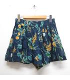 セポ CEPO 花柄 ショート パンツ キュロット M ネイビー ウエストゴム 裏地付き