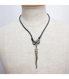 ドルチェ&ガッバーナ ドルガバ DOLCE&GABBANA コルノ ネックレス チョーカー ペンダント レザー シルバー色 黒 ブラック アクセサリー ☆AA★
