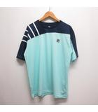 美品 スポーツウェア 半袖 Tシャツ XL ネイビー×ブルー テニス ポリエステル