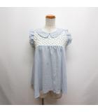 オリーブデオリーブ OLIVE des OLIVE 美品 ノースリーブ シアー フレア ブラウス ブルー レース装飾 カットソー