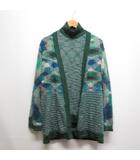 ミッソーニ MISSONI ウール アンサンブル ニット 総柄 44 グリーン系 長袖カーディガン ハイネックカットソー イタリア製
