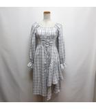 ティティー&コー TITTY&CO チェック柄 アシンメトリー ワンピース M 白 ホワイト 長袖 オフショル可 レースアップ