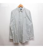 チェック柄 長袖 ボタンダウン コットン シャツ L オフホワイト ポニー刺繍 正規品