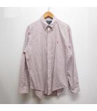 チェック柄 長袖 ボタンダウン コットン シャツ L 白赤黒 ポニー刺繍 正規品