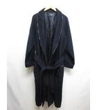 バーバリー ロンドン BURBERRY LONDON ロング ウール ガウン コート 腰ひも付き M 濃紺 ネイビー 裏地付き 西川産業 日本製 正規品