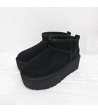 アグ オーストラリア UGG australia 1135092 W CLASSIC ULTRA MINI PLATFORM クラシック ウルトラ ミニ プラットフォーム ショート ムートン ブーツ 厚底 22cm 黒 ブラック 靴 シューズ 箱付き