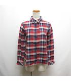 アースミュージック&エコロジー EARTH MUSIC & ECOLOGY チェック柄 長袖 フランネル シャツ S 赤 レッド