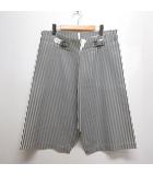 ミーイッセイミヤケ me ISSEY MIYAKE クロップド サルエル パンツ オフホワイト 白×黒 MI61FF411 ストライプ柄 日本製