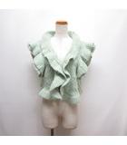 ザラ ZARA フリル ニット ベスト セーター L ミントグリーン 前開き タグ付き