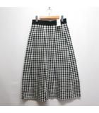 ジーユー GU チェック柄 フレア ミディ ニット スカート L 黒 ブラック タグ付き