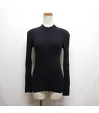 ヒューマンウーマン HUMAN WOMAN arrive' paris ハイネック 長袖 リブ ニット カットソー M 濃紺 ネイビー ウール混