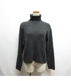 ヒロココシノ HIROKO KOSHINO タートルネック 長袖 ニット セーター カットソー 毛×絹 ウール シルク チャコールグレー