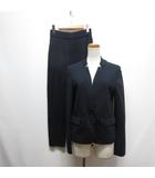 ザショップティーケー THE SHOP TK 美品 ノーカラー ジャケット パンツ スーツ セットアップ M/S ネイビー ストレッチ