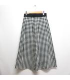 ジーユー GU ギンガムチェック柄 フレア ミディ ニット スカート L 黒 ブラック