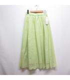 シアー ナイロン ギャザー スカート 38 黄緑 グリーン GDC-14200-A ウエストゴム 裏地付き タグ付き