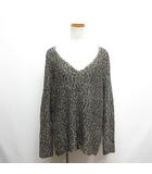 長袖 Vネック ミックスニット プルオーバー S ネイビー系 ローゲージ カットソー