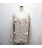 マジェスティックレゴン MAJESTIC LEGON ツイードライク ルーズ ニット カーディガン M ベージュ