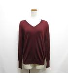 ユニクロ UNIQLO 美品 エクストラファイン メリノ Vネック ニット セーター L ボルドー