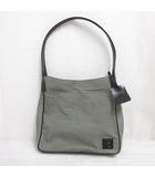 バリー BALLY ワンショルダー トート バッグ キャンバス レザー グレー 黒 裏地付き