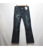 ミスターオリーブ MR.OLIVE ダメージ加工 ブーツカット デニム パンツ ジーンズ 30 インディゴ クラッシュ加工 ジッパーフライ 日本製