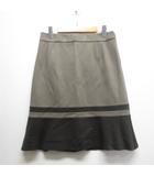 レリアン Leilian バイカラー 台形 スカート 11 グレー×茶 ストレッチ 裏地付き 日本製