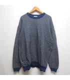B&Y ユナイテッドアローズ BEAUTY&YOUTH ビューティー&ユース 美品 レトロ パターン クルーネック ニット XL ネイビー コットン セーター