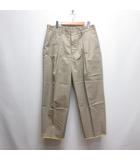 トゥモローランド TOMORROWLAND カットオフ クロップド パンツ L ベージュ×黄 ボタンフライ バックゴム タック入り