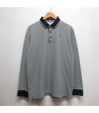 マンシングウェア MUNSINGWEAR ゴルフウェア ボーダー柄 長袖 ポロシャツ カットソー LL ネイビー グレー 日本製 正規品