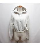 エイチ&エム H&M クロップド スウェット パーカー 裏毛 S ライトグレー フーディー 裾ゴム