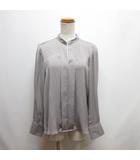 プラステ PLST ピーチサテン スキッパー ブラウス S グレー 長袖 12-1308011