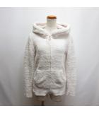 ジェラートピケ gelato pique ルームウェア ボーダー ニット パーカー ジップアップ F 白×ピンク 部屋着