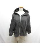 ダブルクローゼット w closet 七分袖 ジップ パーカー F チャコールグレー 薄手スウェット ドロップショルダー