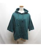 キューティーブロンド Cutie Blonde 五分袖 ワイド パーカー カットソー M 緑 グリーン フーディー 薄手