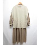 ミラオーウェン Mila Owen ニット ベスト レイヤード 布帛 ワンピース 0 アイボリー 09WF0214062