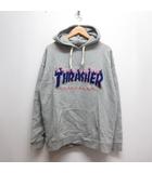 スラッシャー THRASHER スウェット パーカー フーディー ロゴ L 杢グレー